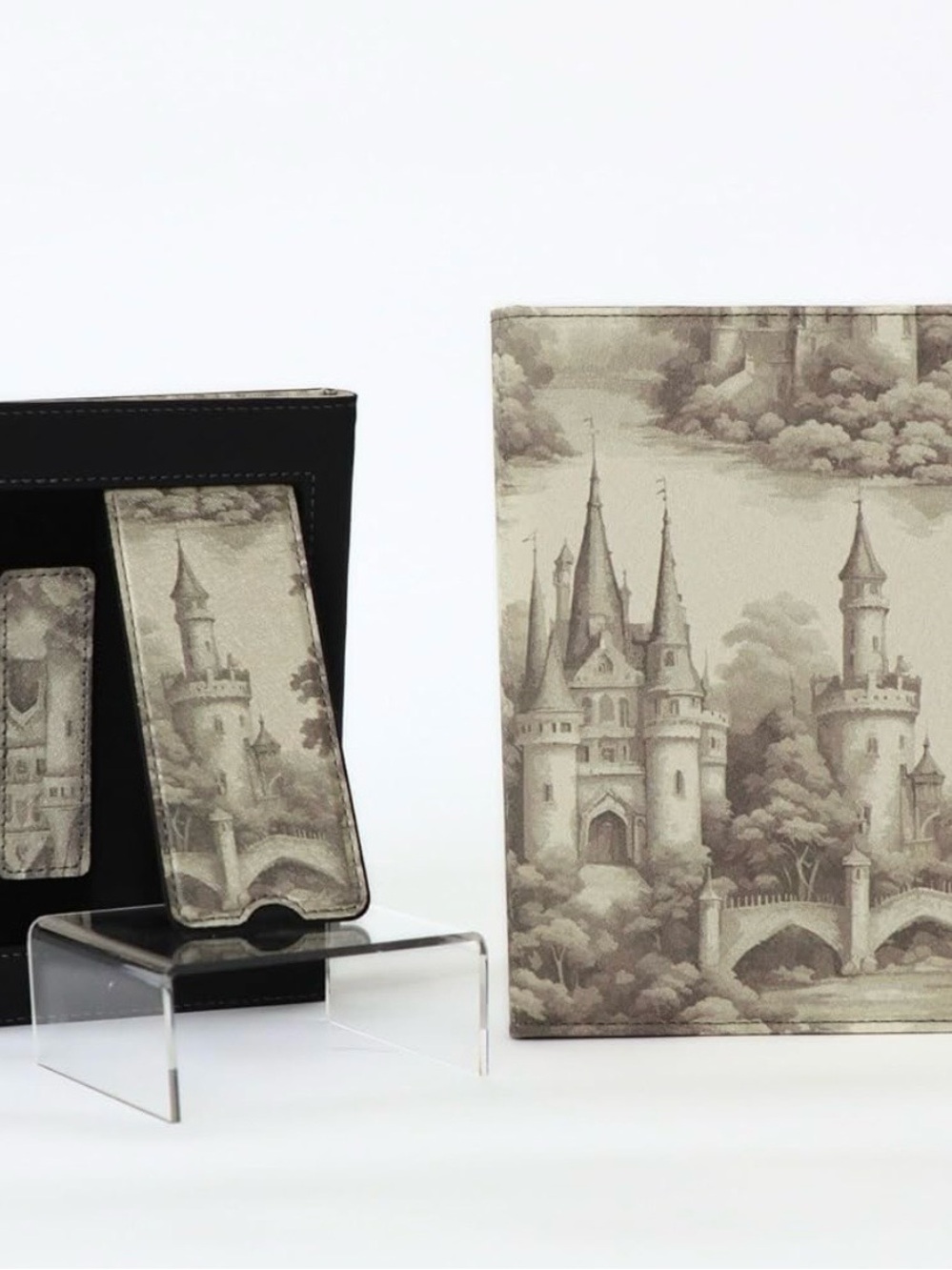 Tablet Sleeve Case with Castle Print - Beige